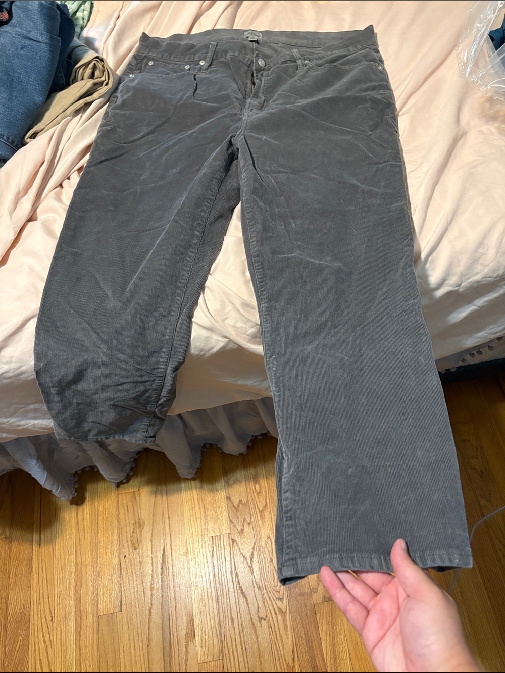 J. Crew Women's Charcoal Gray Corduroy Pants-size 35 not 34